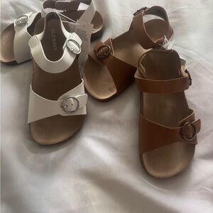 Old Navy Tan and White Buckle Sandals